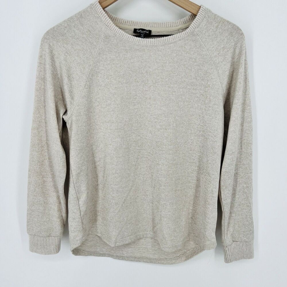 Splendid Beige Long Sleeve Pullover Sweater Size Small Lightweight